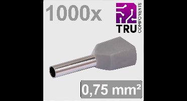 TRU COMPONENTS TC-13377228 Dubbele adereindhulzen 0.75 mm² Deels geïsoleerd Grijs 1000 stuk(s)