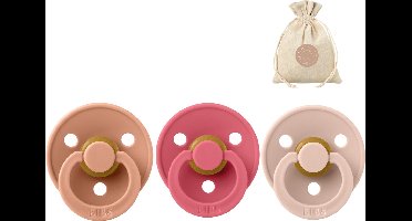 3 BIBS fopspenen maat 1 - Peach, Coral en Mushroom + BolleToet speenzakje
