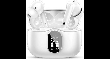 SBG Draadloze Oordopjes - Noise Cancelling - Headset - Bluetooth 5.4 - Earbuds oplaadcase - LED Display - Met Microfoon - Extra dopjes - Wit