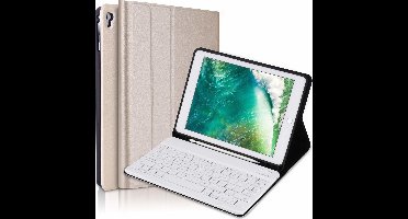 Ntech Keyboard hoes met Stylushouder Hoes geschikt voor iPad 9.7 (2017-2018) / Air - Goud