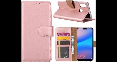 Ntech Hoesje Geschikt voor Huawei P Smart (2019) Portemonnee / Booktype hoesje / met opbergvakjes Rose Goud