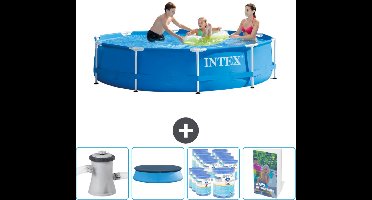 Intex Rond Frame Zwembad - 305 x 76 cm - Blauw - Inclusief Pomp Afdekzeil - Filters - Zwembadgids
