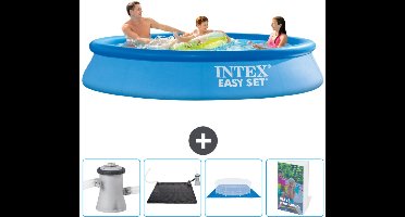 Intex Rond Opblaasbaar Easy Set Zwembad - 305 x 61 cm - Blauw - Inclusief Pomp Solar Mat - Grondzeil - Zwembadgids