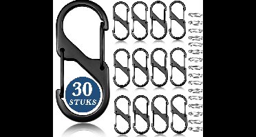 30 Stuks Dubbelzijdige Opening Karabijnhaak Sleutelhangers met 30 Sleutelringen - Musketonhaak voor Volwassenen - Mini Musketon - Auto Klein Carabiner Sleutel Hanger, Houder - S Karabijn haken - Keychain Karabijnsluiting - Ophanghaken - Keukenhaakjes