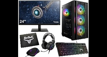 Ryzen 5 Budget Game PC Setup Compleet met 24" Gaming Monitor, Toetsenbord, Muis, Headset en Muismat|500GB SSD|16GB RAM|WiFi|GC2