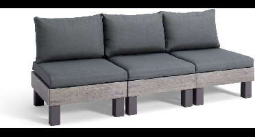 Keter Signature Elements 3-zits Loungebank - met groene kussens - Cappuccino/Ashwood