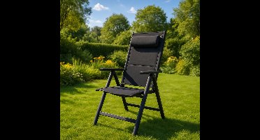 FlinQ Vylora Verstelbare Aluminium Tuinstoel 1x - Weerbestendig Tuinmeubels - Relax Stoel - Ideale Campingstoel - Ook voor Tuin of Balkon