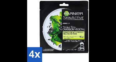 Garnier - SkinActive - Tissue Masker - Charcoal - 1 Gezichtsmasker - Voordeelverpakking - 4 stuks