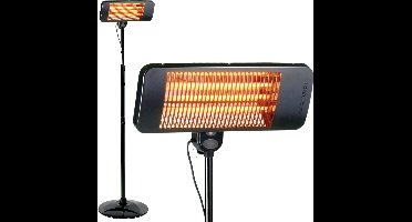 alpina Infrarood Verwarming Staand - Terras Heater 2000W 3 Warmtestanden - Spatwaterdichte Terrasheater IP24 met Infrarood Paneel