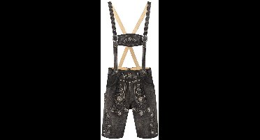 Oktoberfest - Lederhose Deluxe Leder Kort - Antraciet Vintage Antiek - Maat 44