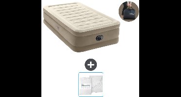 Intex Luchtbed - 1-Persoons - 99 x 191 x 46 cm - Beige - Inclusief pomp en Hoeslaken