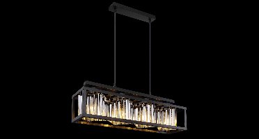 Globo - hanglamp - Mathilde - zwart - glas metaal smoke glas - grote eettafellamp - E27 - 15697-4H