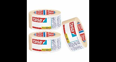 3x rollen afplaktape/schilderstape 50 mm x 50 m - Verf afplakband/tape - Maskeertape - Tesa Masking tape