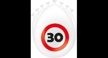 Ballonnen | 8 stuks | Thema: Verkeersbord | Leeftijd: 30 | Kleur: Wit