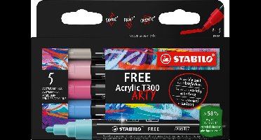 Acrylmarker stabilo free acrylic t300 candy ass | 5 stuks