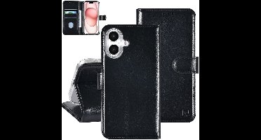 TUNIQ iPhone 16 Book Case hoesje Pasjeshouder voor 3 pasjes - Hanger - Zwart