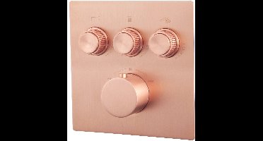 Wiesbaden Caral Klik Pro afbouwdeel inbouwthermostaat 3 weg geborsteld koper