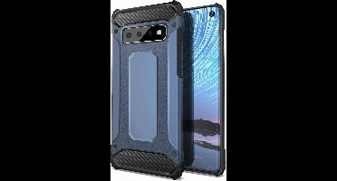 Ntech Hoesje Geschikt Voor Samsung Galaxy S10+ Hybrid Armor Hoesje - Blauw