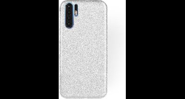 Ntech Hoesje Geschikt voor Huawei P30 Pro Glitter TPU Back Cover Hoesje - Zilver