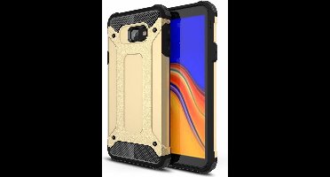 Ntech Hoesje Geschikt Voor Samsung Galaxy J4+ Hybrid Armor Hoesje - Goud