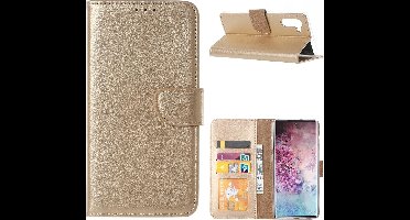 Ntech Portemonnee Hoesje Geschikt Voor Samsung Galaxy Note 10 - Goud