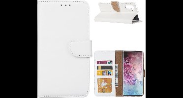 Ntech Hoesje Geschikt Voor Samsung Galaxy Note 10 Portemonnee / Booktype hoesje - Wit