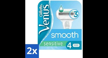 Gillette - Venus Smooth - Sensitive - Zachte scheerbeurt - 4 Navulscheermesjes - Voordeelverpakking - 2 stuks