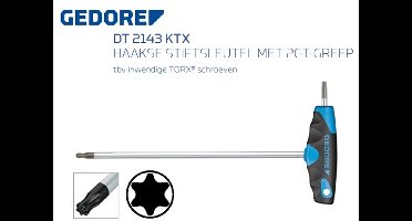 Gedore haakse stiftsleutel met 2c-t-greep voor inwendige torx schroeven - t20 - M4-M5