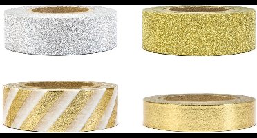 Partydeco - Decoratief DIY Tape - Mix - Goud (4 rollen)