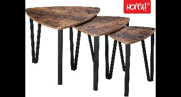 Hoppa! Bijzettafels - Set van 3 - Vintage - Zwart - Metaal - doorsnedes 59, 47 en 37 cm