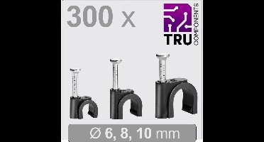 TRU COMPONENTS T24CA130 Spijkerclip TC-13448472 Bundel-Ø (bereik) 3 tot 10 mm Zwart 300 stuk(s)