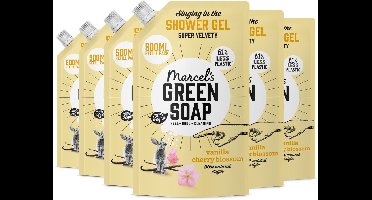Marcel's Green Soap Douchegel Navulling - Vanille & Kersenbloesem - 6 x 500ml