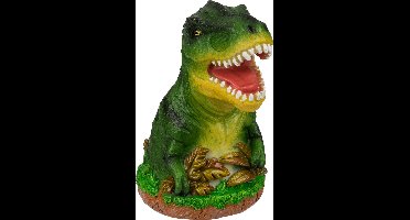 Out of the Blue Spaarpot Dinosaurus T-REX - groen - polyresin - 15 x 13 cm - met afsluitdop - Voor kinderen
