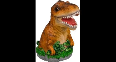 Out of the Blue Spaarpot Dinosaurus T-REX - bruin - polyresin - 15 x 13 cm - met afsluitdop - Voor kinderen