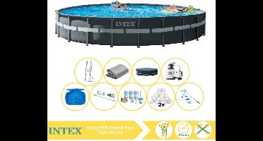 Intex Ultra XTR Frame Zwembad - Opzetzwembad - 732x132 cm - Inclusief Onderhoudspakket, Filterbollen, Onderhoudsset, Stofzuiger en Voetenbad