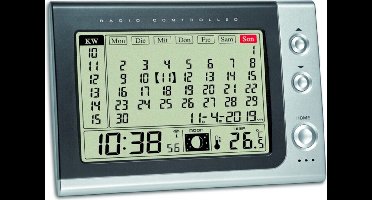 TFA Dostmann 60.2529.54 Wekker Zendergestuurd Antraciet, Zilver Alarmtijden: 1