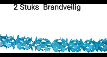 2x Slinger Blauw Brandvertragend/ Brandveilig. Garland, Versiering, Themafeest, Geboorte , Oktoberfest