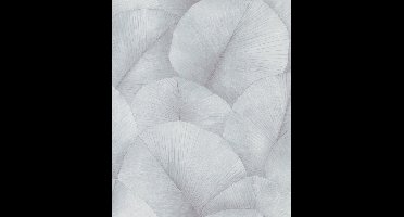 Kumano - Bladeren - Behang - Wallpaper - Vliesbehang - Grijs - 0,53 x 10,05 M.