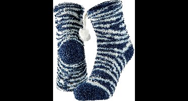 Apollo - Huissokken Meisjes - Zebra Print - Blauw - Maat 20/24 - Huissokken kind