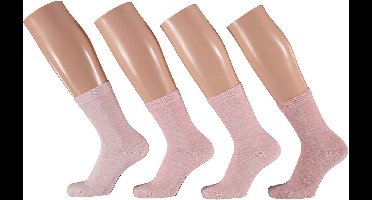Apollo - Kindersokken basic - Bio Katoen - Roze - 4 Pak -Maat 35/38 - Kindersokken - Kindersokken multipack