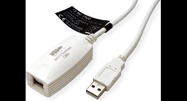 VALUE USB 2.0 verlenging, 1 poort, wit, 5 m