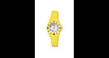 Q&Q V26A-002VY - Horloge - Sport - Analoog - Kinderen - Unisex - Plastic band - Rond - Kunststof - Cijfers - Geel - Wit - 10 ATM