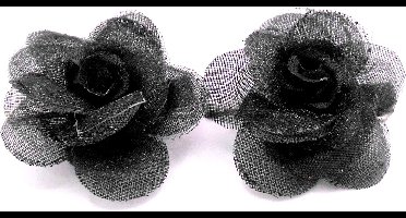 2 roosjes klein met duckklem zwart