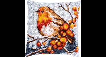 Vervaco - Kruissteekkussen kit - Roodborstje - PN-0199077 - Borduren - Borduurpakket - Borduurpakket volwassenen - Borduurpakket kind