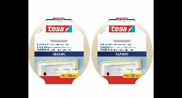 2x rollen afplaktape/schilderstape 30 mm x 50 m - Verf afplakband/tape - Maskeertape - Tesa Masking tape