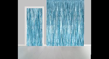 Folie gordijn metallic 2,4 meter x 1 meter baby blauw - festival themafeest huwelijk gala disco glitter and glamour wanddeco