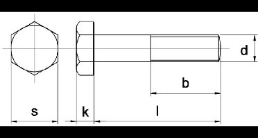 Bout 8.8 M12x65mm DIN931 - Verzinkt - zonder Moer - 50 Stuks