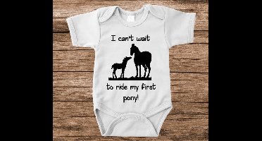 Soft Touch Rompertje met tekst - I can't wait to ride my first pony | Baby rompertje met leuke tekst | | kraamcadeau | 0 tot 3 maanden | GRATIS verzending
