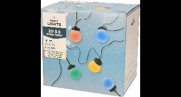 Budget feestverlichting lichtsnoer - Bolvorm - 950cm - 20 LEDS - Multi