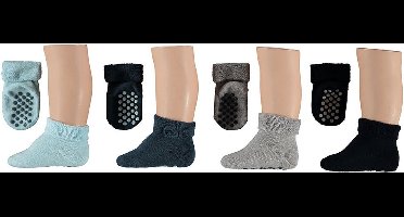 Apollo - Antislipsokken Baby's - Multi Navy - 4-Pak - Maat 56/68 - Huissokken